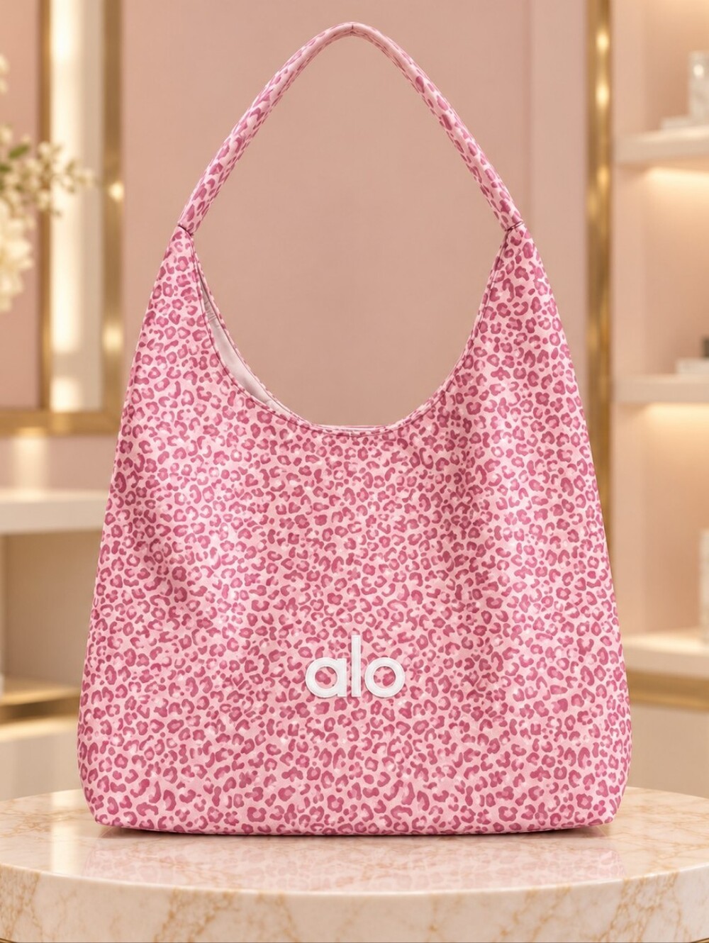Pink Leopard Print Shoulder Bag